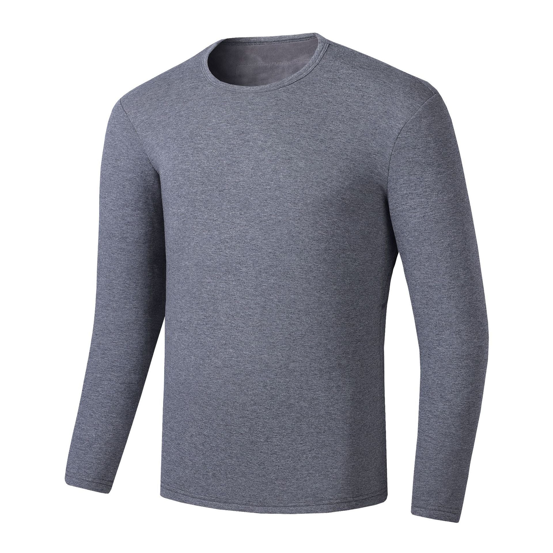 Gray Heated Thermal Underwear Long Johns Fleece Pajamas for Men with USB Electric Layer Base for Full Body Warmth
