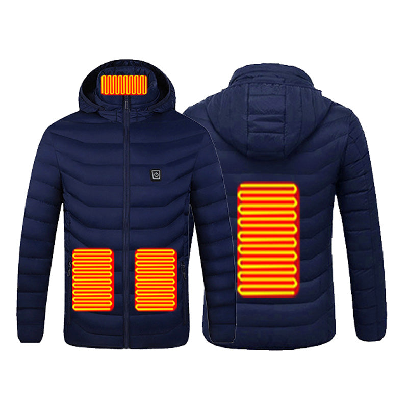 Single Temp-controller 4 Heating Zones Heated Jacket for Men Women Windproof Long Sleeve USB Charging Heating Quilted Outerwear with Hood