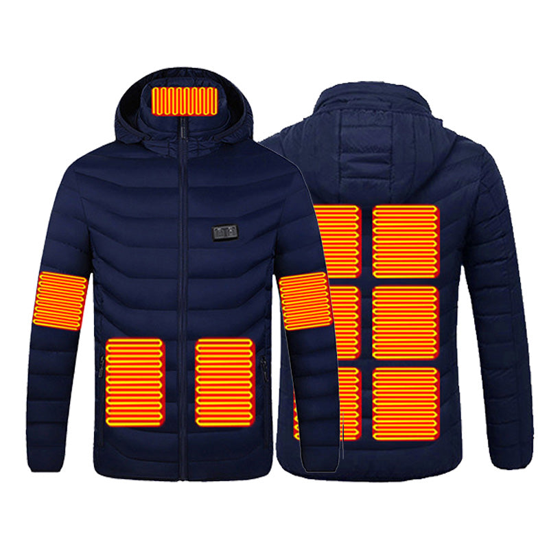 Dual Control 11 Heating Zones Heated Jacket for Women Men USB Electric Charging Heater Thermal Long Sleeve Cotton Winter Coat