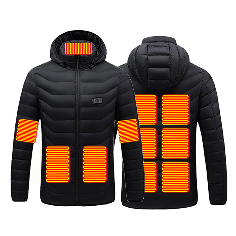 Dual Control 11 Heating Zones Heated Jacket for Women Men USB Electric Charging Heater Thermal Long Sleeve Cotton Winter Coat