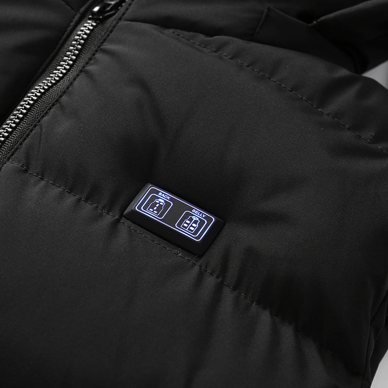 Intelligent Dual Control Unisex Heated Vest with Detachable Hood 11 Heating Zones USB Electric Warm Winter Sleeveless Zipper Waistcoat for Men Women