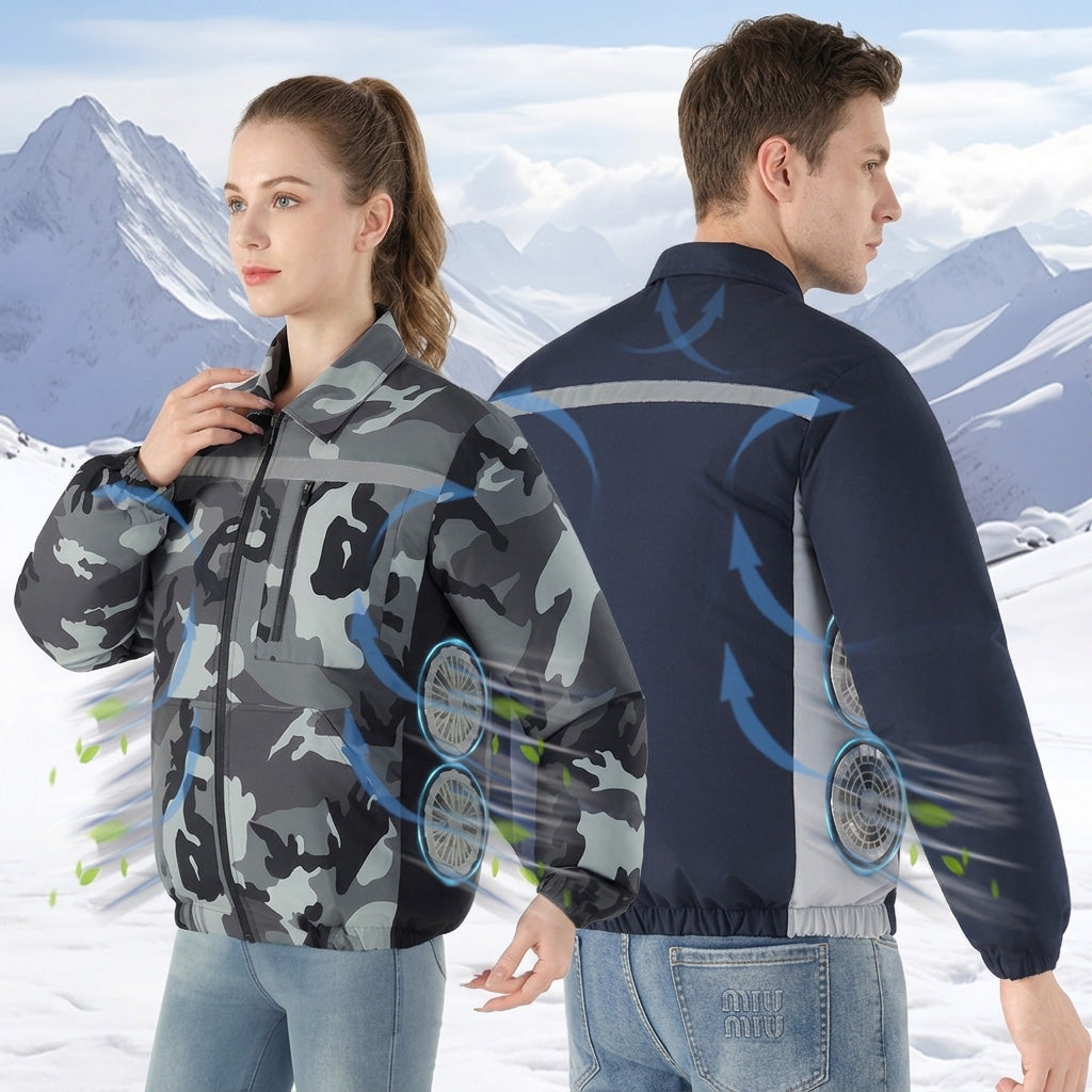 Unisex Summer Cooling Long Sleeve Jacket with 4 Fans, Includes Reflective Material, Suitable for Work at Night