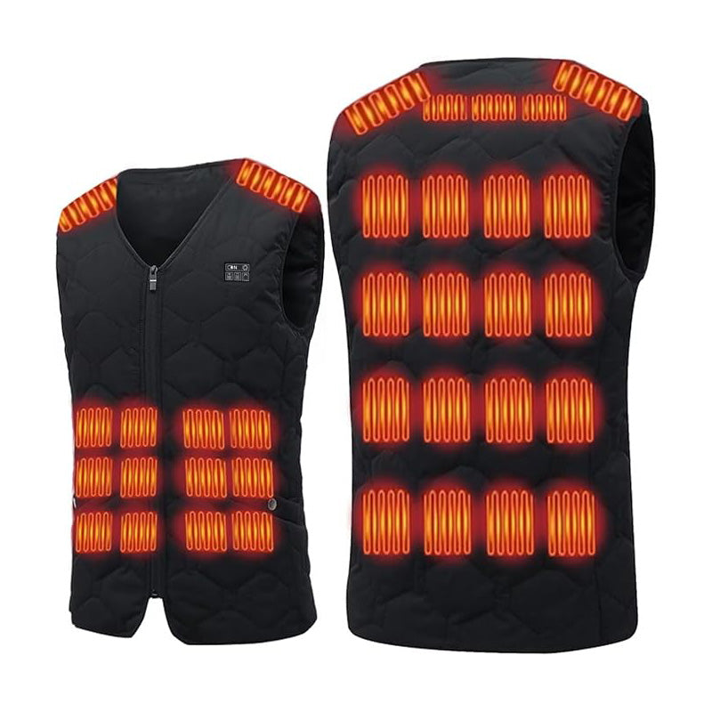 35 Heating Areas Heated Vest for Women Men with 3 Adjustable Temperature Electric USB Rechargeable Winter Thermal V-Neck Gilet