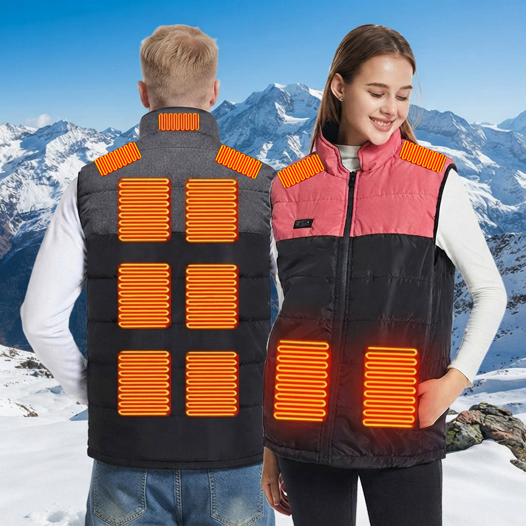 Dual Control 11 Heating Areas Heated Vests for Men Women Motorcycle USB Rechargeable Electric Thermal Waistcoat with Zipper