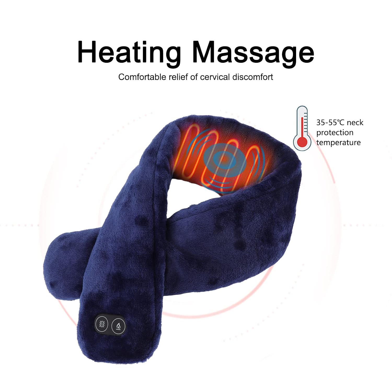 Unisex 80CM Heated Massaging Neck Warmer Scarf for Pain Soft USB Electric Heating Neck and Shoulder Heating Pad Neckerchief