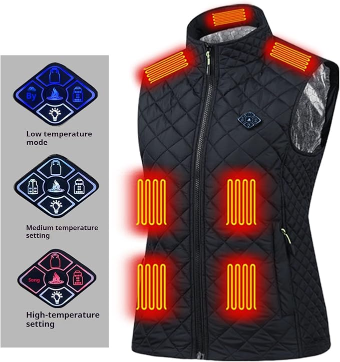 Women's Heated Waistcoat 21-zone Electric Heating Zones Rechargeable Sleeveless Thermal Insulated Vest