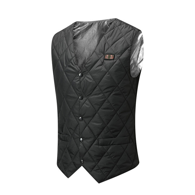 16 Places Zones Heated V-neck Vest for Men USB Charging 3 Gears Thermal Electric Heating Waistcoat for Outdoor
