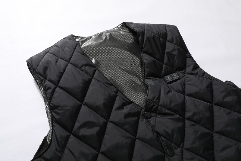 16 Places Zones Heated V-neck Vest for Men USB Charging 3 Gears Thermal Electric Heating Waistcoat for Outdoor