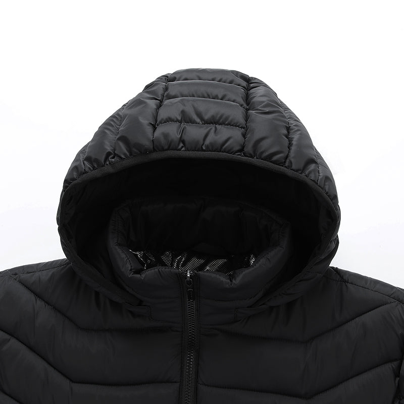Single Temp-controller 4 Heating Zones Heated Jacket for Men Women Windproof Long Sleeve USB Charging Heating Quilted Outerwear with Hood