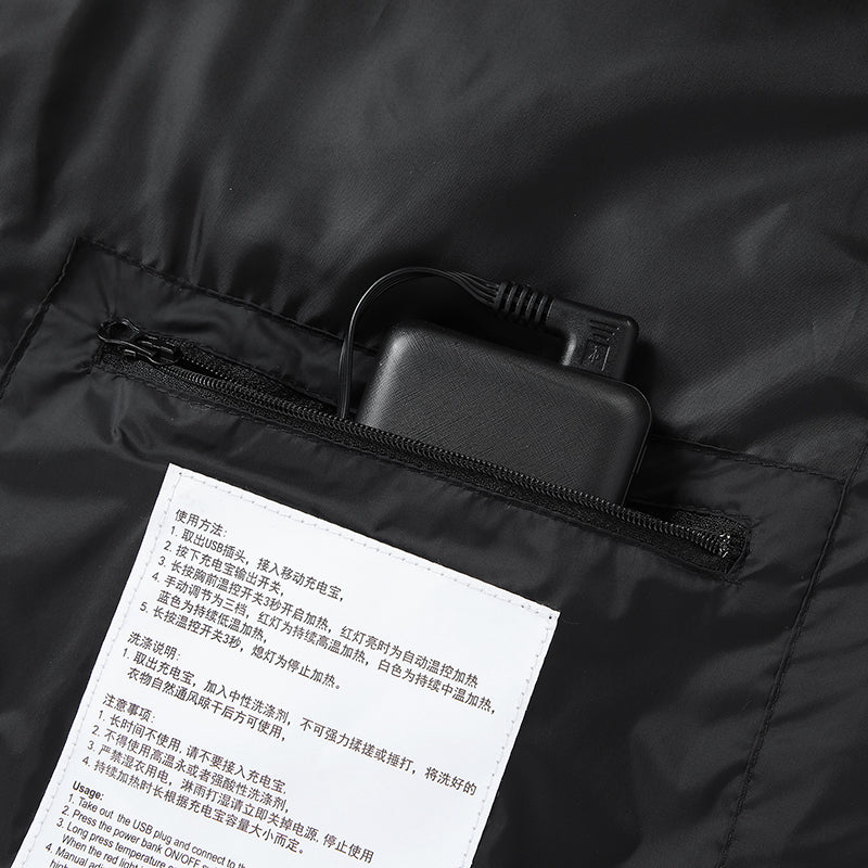 Single Temp-controller 4 Heating Zones Heated Jacket for Men Women Windproof Long Sleeve USB Charging Heating Quilted Outerwear with Hood