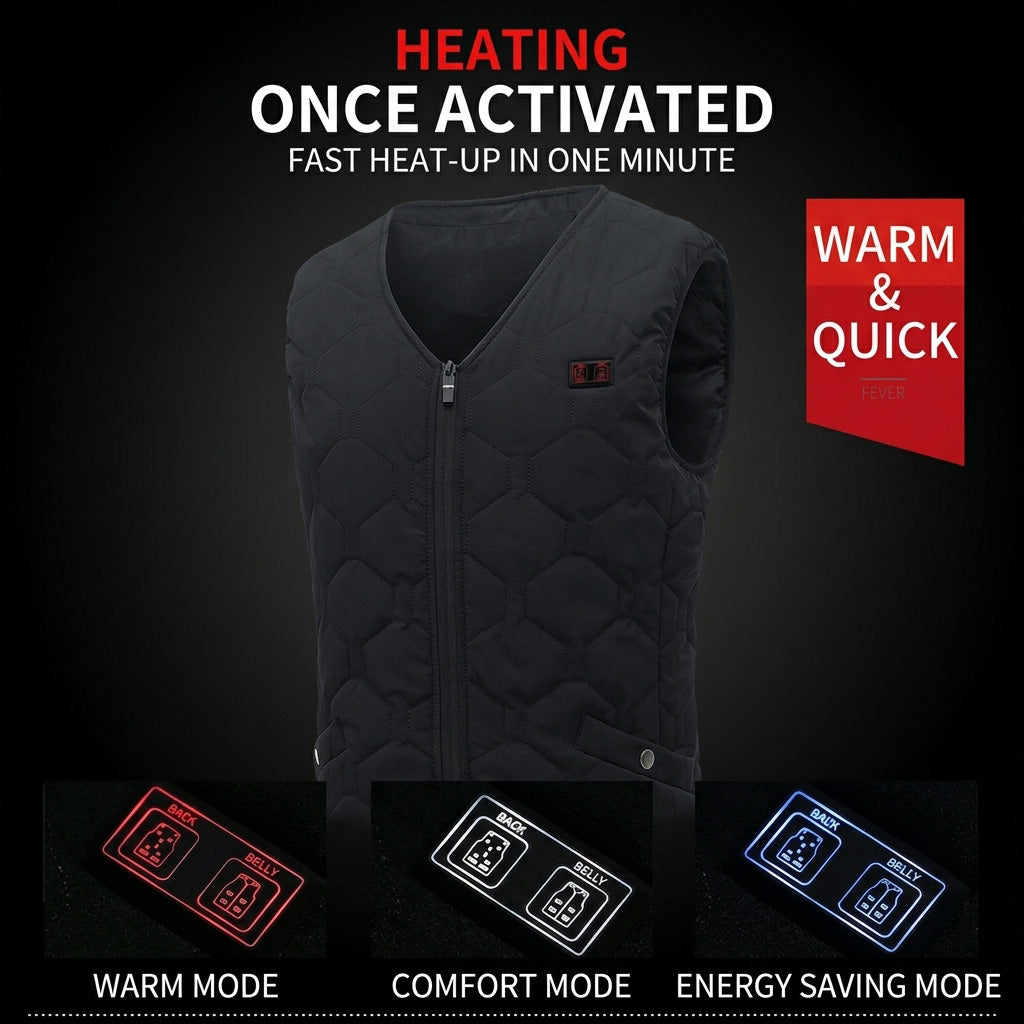 24 Heating Areas Smart Temperature Control Heated Vests for Men Women V-Neck USB Infrared 3 Levels of Temperature Thermal Winter