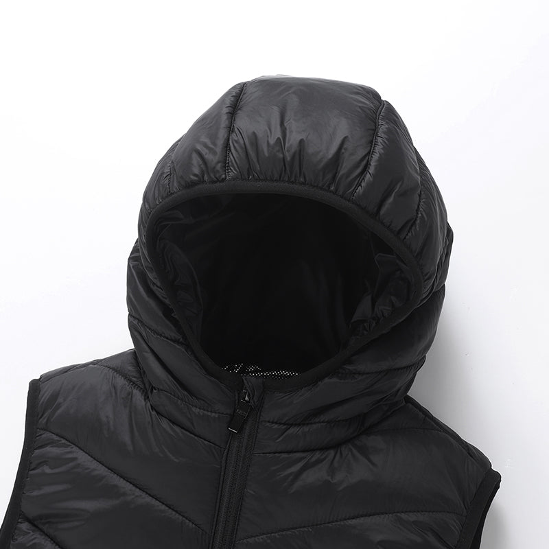 Heated Hooded Vest for Kids USB Rechargeable 10 Heating Zones 3 Adjustable Temperature Heating Gilet Boys Girls Body Warmer Waistcoat