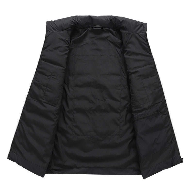 Black Unisex Zipper Heated Vest with 15 Carbon Fiber Heating Pads Electric Warming  Washable Sleeveless Stand Collar Thermal Waistcoat for Men Women