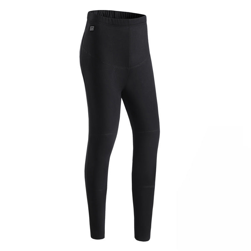 Black Women's Heated Underwear Set, USB Charging Heated Thermal Long Sleeve Shirts and Pants Electric Winter Heating Top & Pants