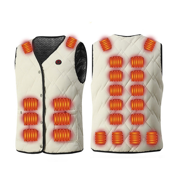 V-neck Heated Vest for Women Men with 24-zone Smart Heating 3-temperature Adjustable USB Electric Charging Thermal Lightweight Gilets