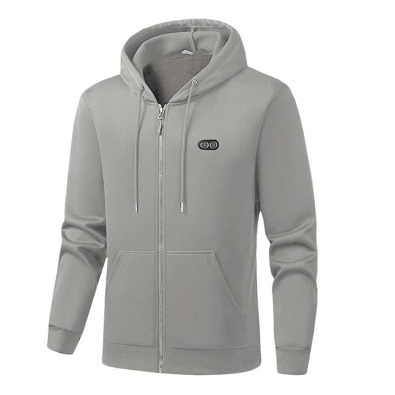 Heated Hoodie for Women Men Fleece Lined Zip Up Electric Hooded Sweatshirt with 17 Heating Zones