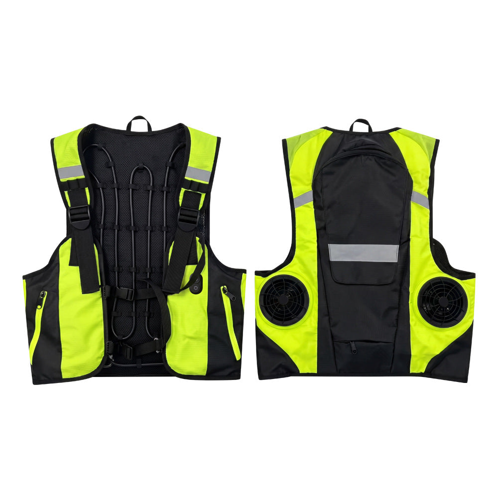 Reflective Dual Cooling Vest with Ice Packs Smart Water Circulation Air-Cooled
