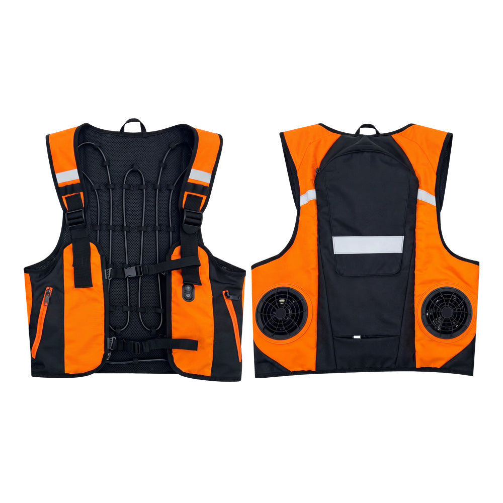 Reflective Dual Cooling Vest with Ice Packs Smart Water Circulation Air-Cooled