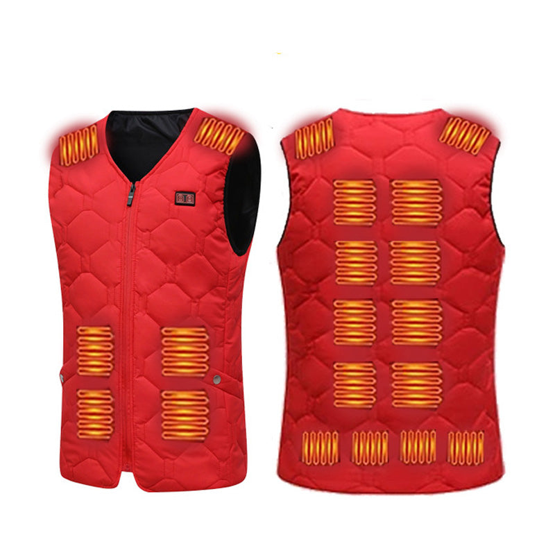 20 Heating Areas Smart Electric Heated V-Neck Vests for Men Women 3 Levels of Temperature Hoodless Casual Full Zip Warm Waistcoat