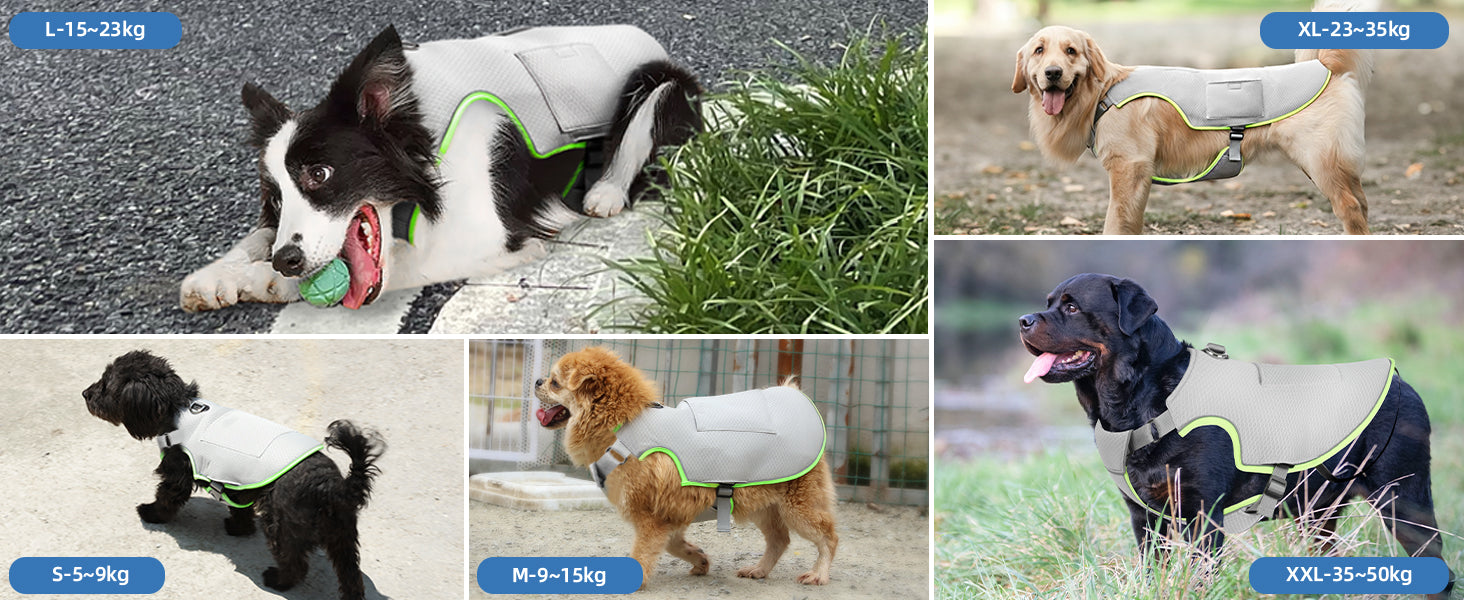 REFLECTIVE ADJUSTABLE DOG COOLING VEST Size Guide