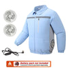 Unisex Safety High-Visibility Air-Conditioned Jacket Stand Collar Long Sleeve with 2 Fans