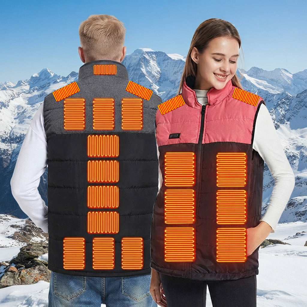 4 Control 21 Heating Areas Heated Vests for Couple Women Men USB Electric Heated Jacket with 3 Heating Levels Heated Waistcoat with Zipper