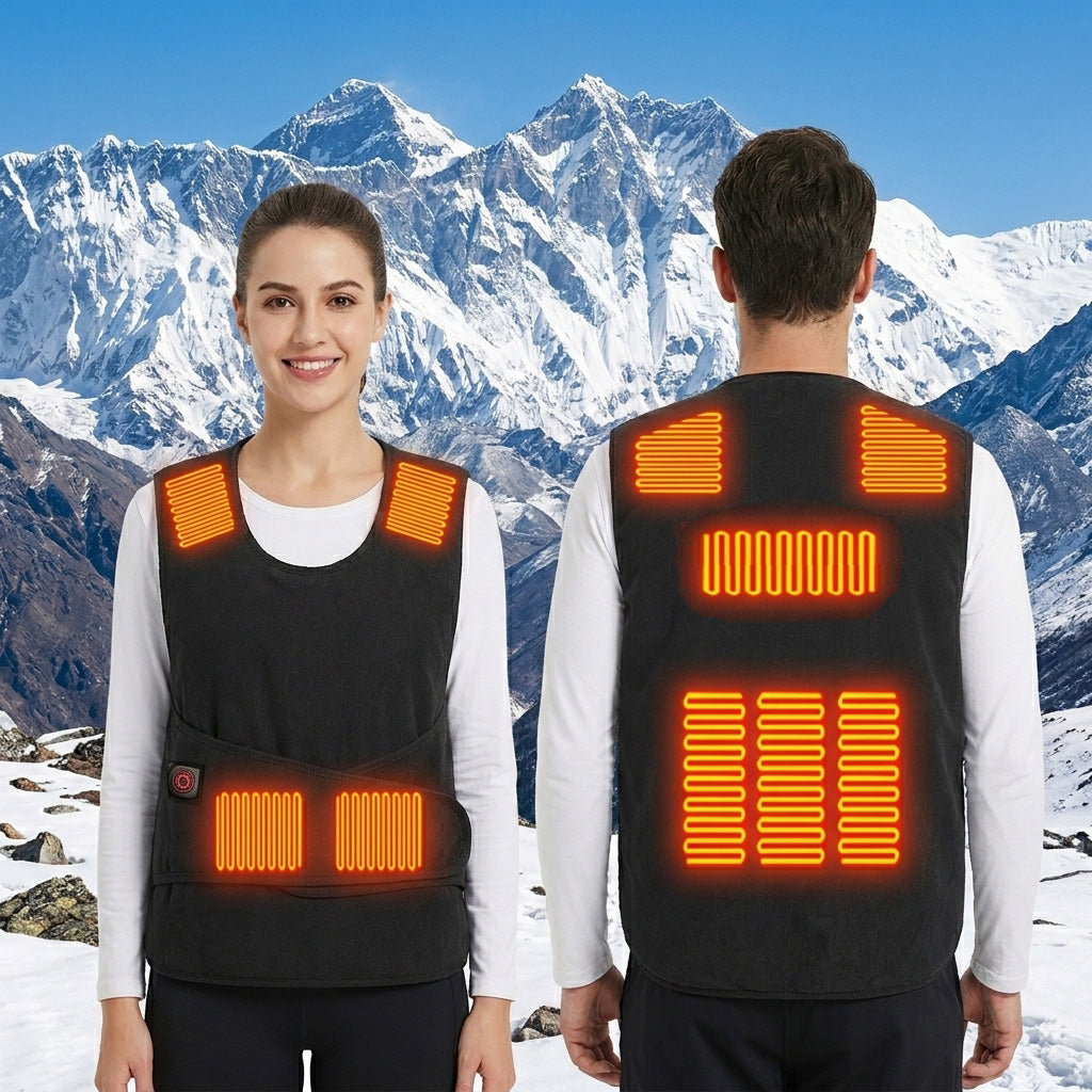 Black 8 Areas Heated Vest for Men Women USB Charging Smart Temperature Winter Warming Waistcoat with Adjustable Belt