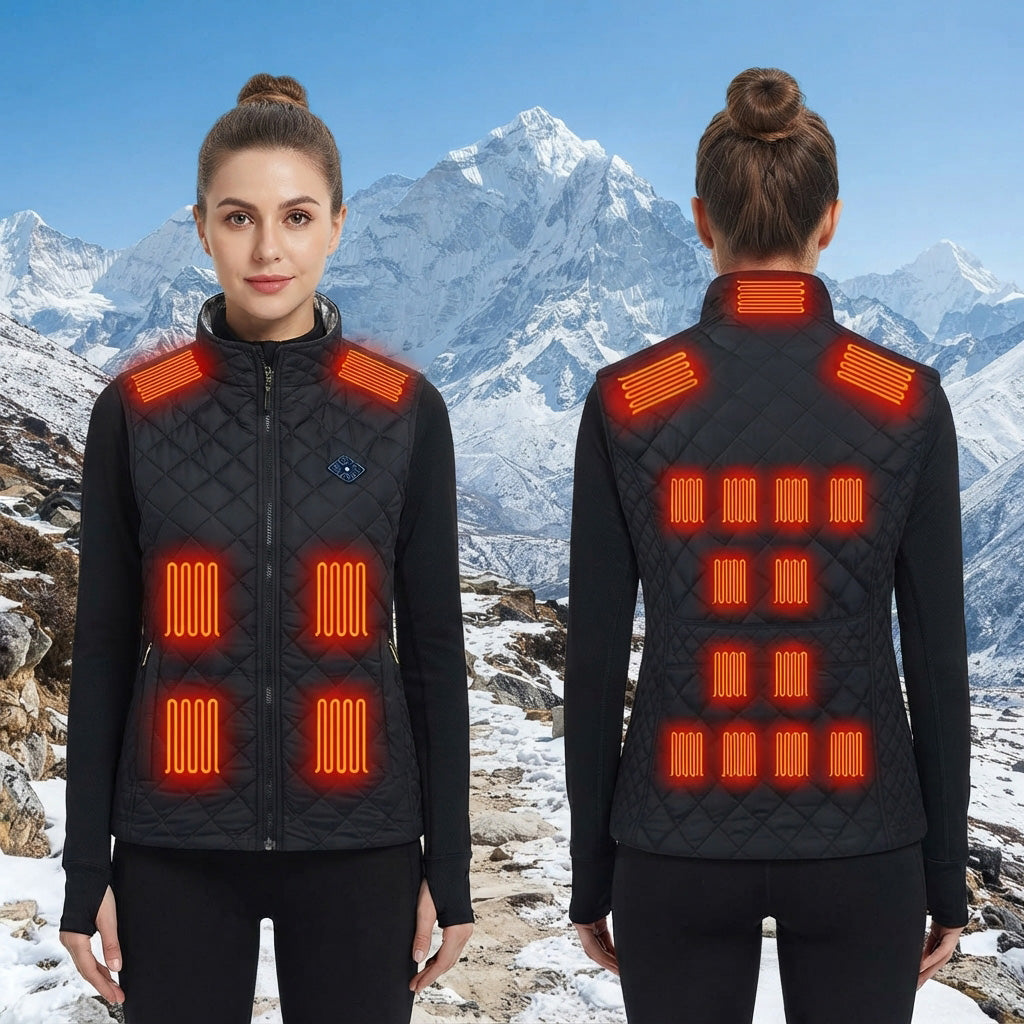 Women's Heated Waistcoat 21-zone Electric Heating Zones Rechargeable Sleeveless Thermal Insulated Vest