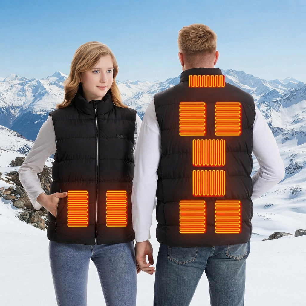 Dual Control 9 Carbon Fiber Heating Pads Heated Gilet for Men Women Heated Vest 3 Temperature Levels Electric USB Charging Heating Vest