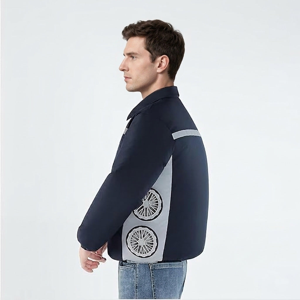Unisex Summer Cooling Long Sleeve Jacket with 4 Fans, Includes Reflective Material, Suitable for Work at Night