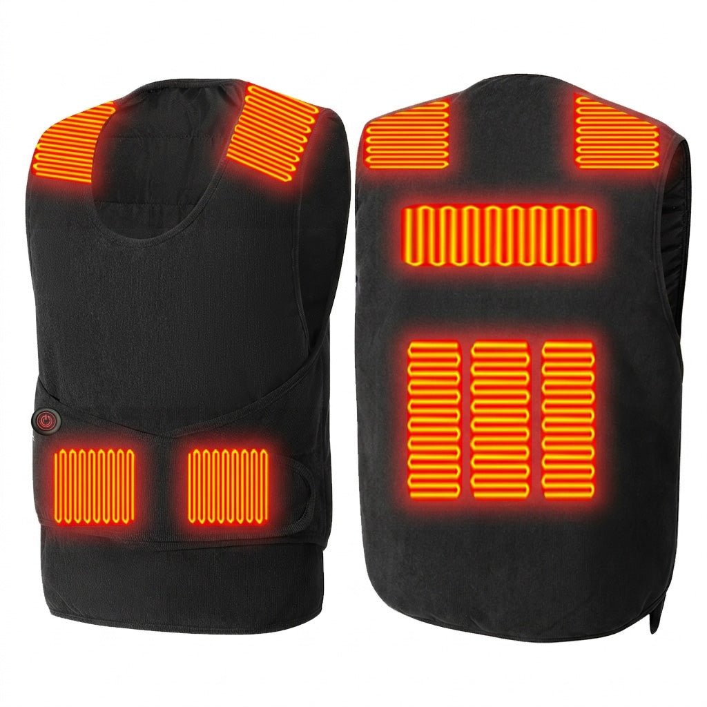 Black 8 Areas Heated Vest for Men Women USB Charging Smart Temperature Winter Warming Waistcoat with Adjustable Belt