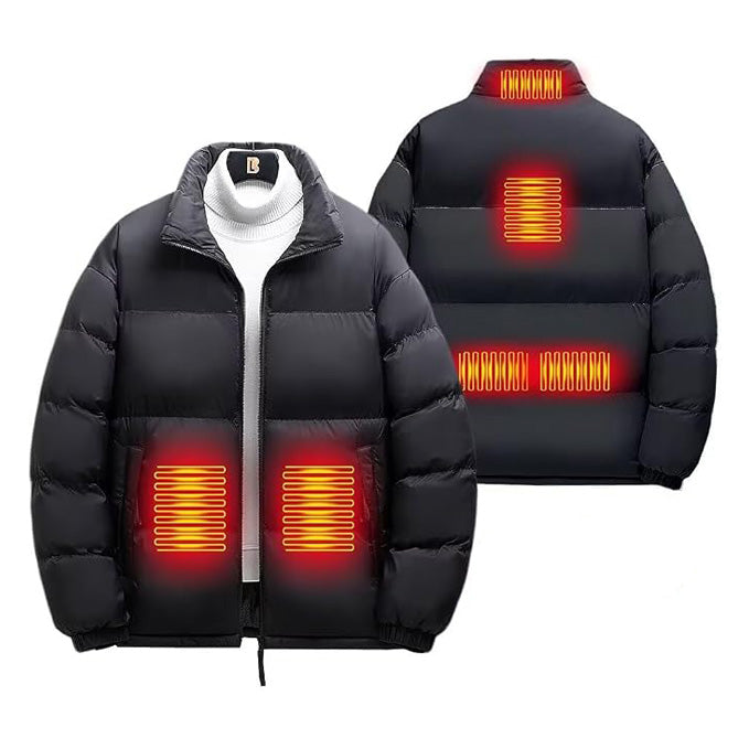 USB Heated Outerwear Coats for Men Winter Warm 6 Heating Zones Intelligent Constant Temperature Quilted Zip-Up Puffer Jacket
