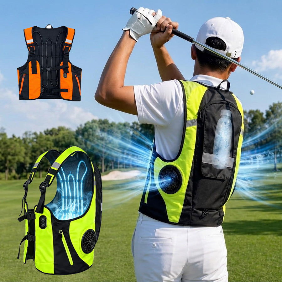 Reflective Dual Cooling Vest with Ice Packs Smart Water Circulation Air-Cooled
